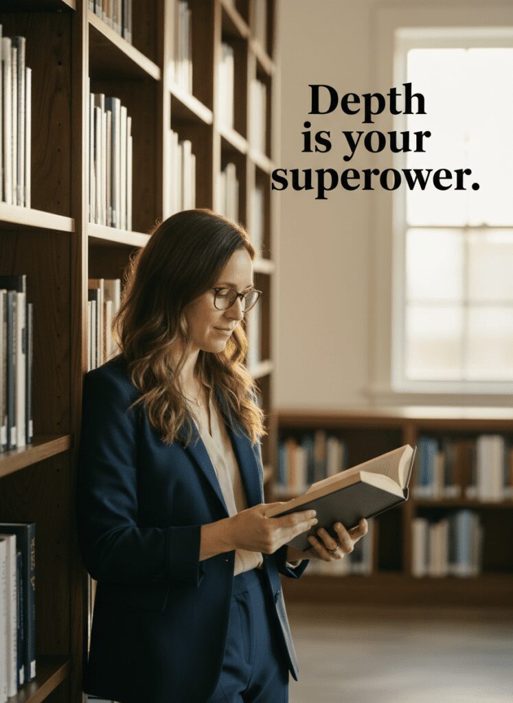 Cultivating quiet confidence through intellectual depth.