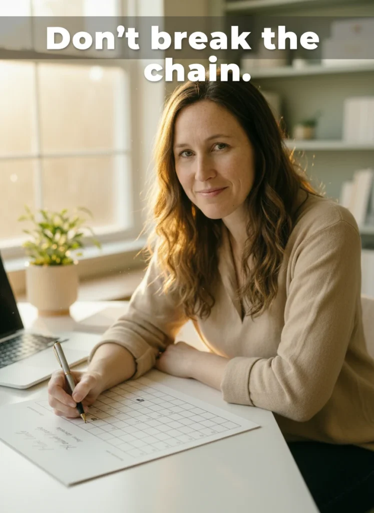 Visual habit tracking for habit stacking consistency.