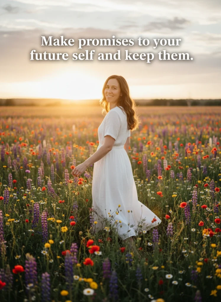 Connecting with a future version of self using deep self-discovery questions.