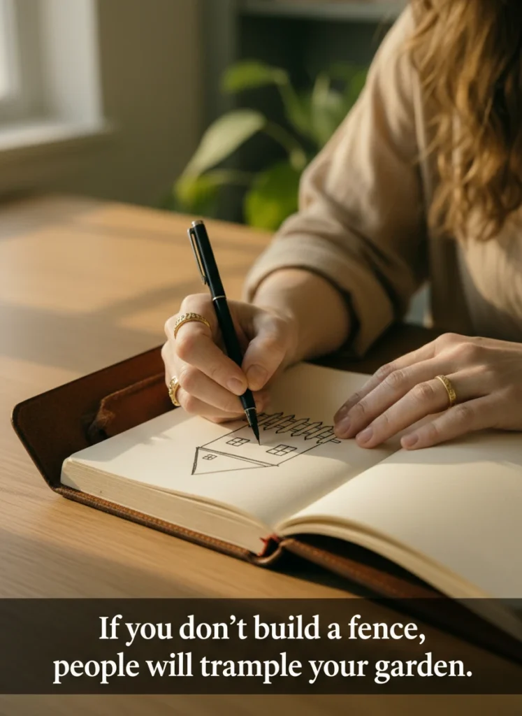 A creative journal spread exercise on how to set boundaries.
