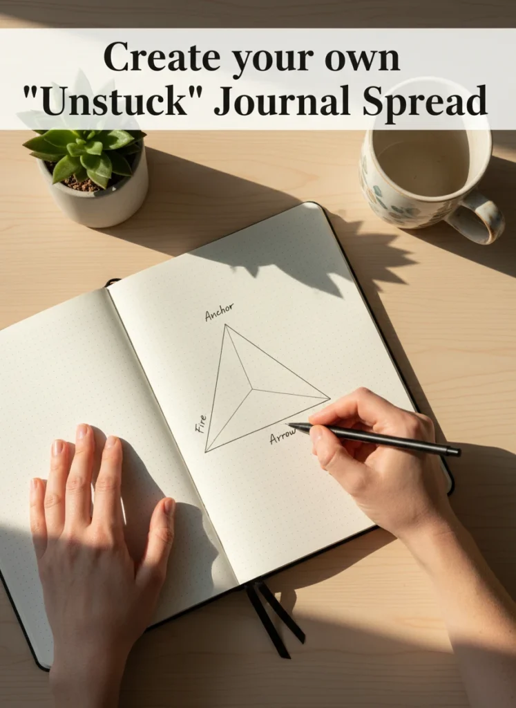 A visual guide to journal prompts for feeling stuck.