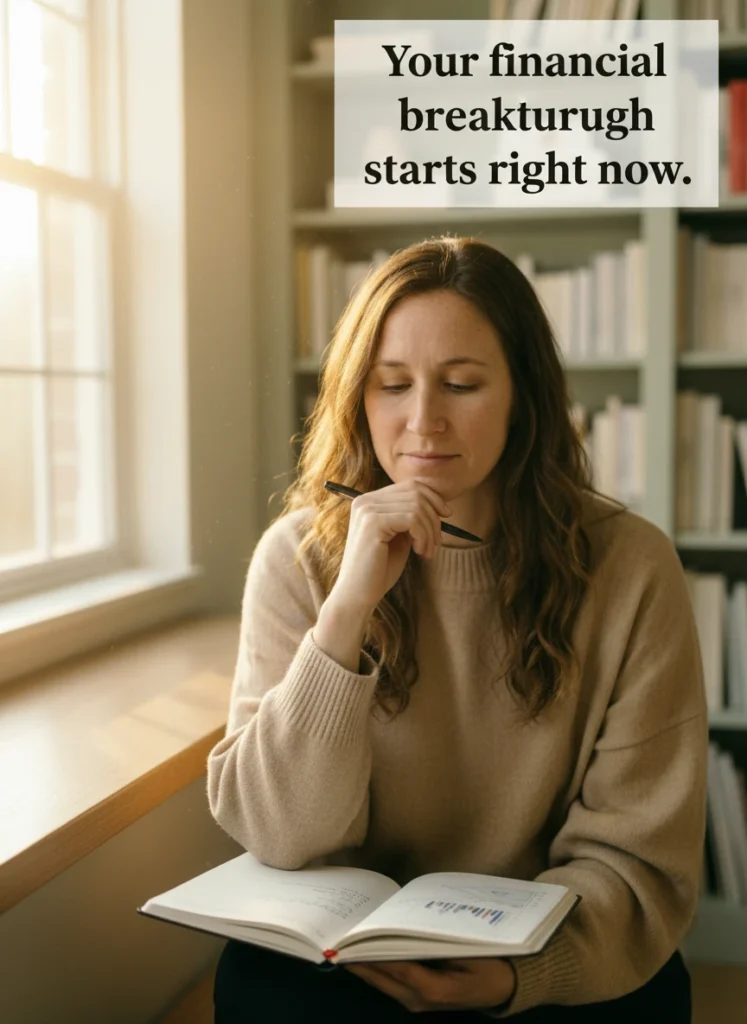 A woman journaling to identify her limiting beliefs about money.