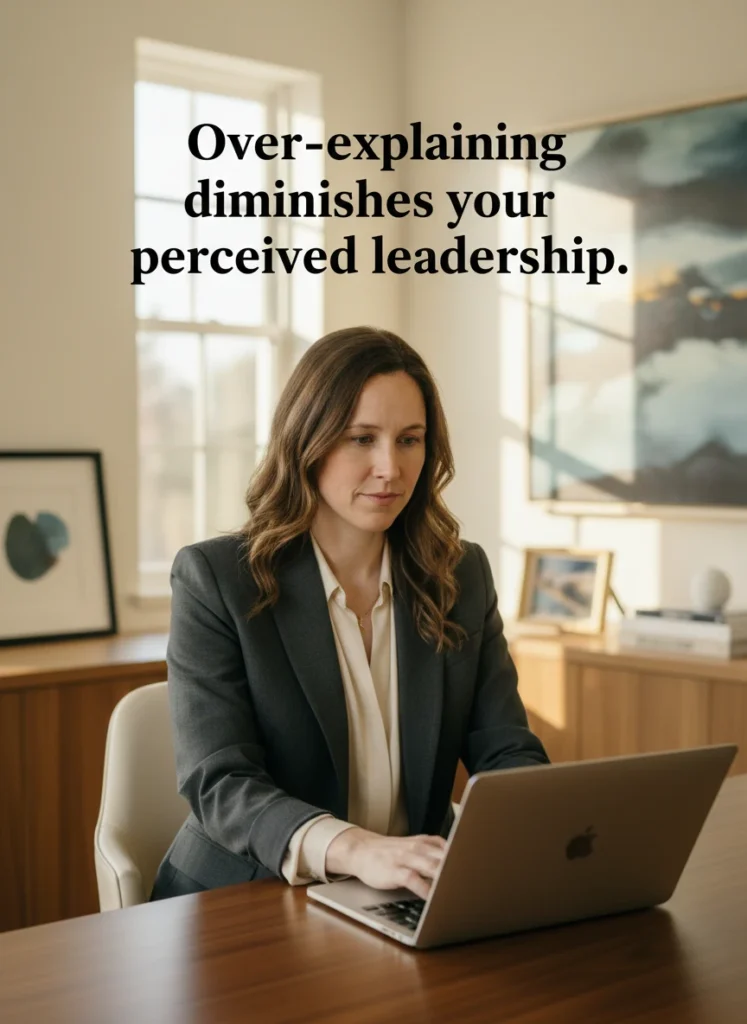 A professional woman in a blazer embodying the power of saying no without explaining yourself at work.