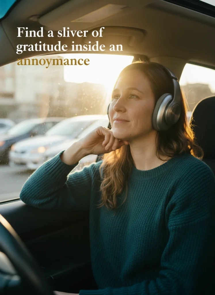 Reframing daily annoyances through the lens of gratitude journaling.