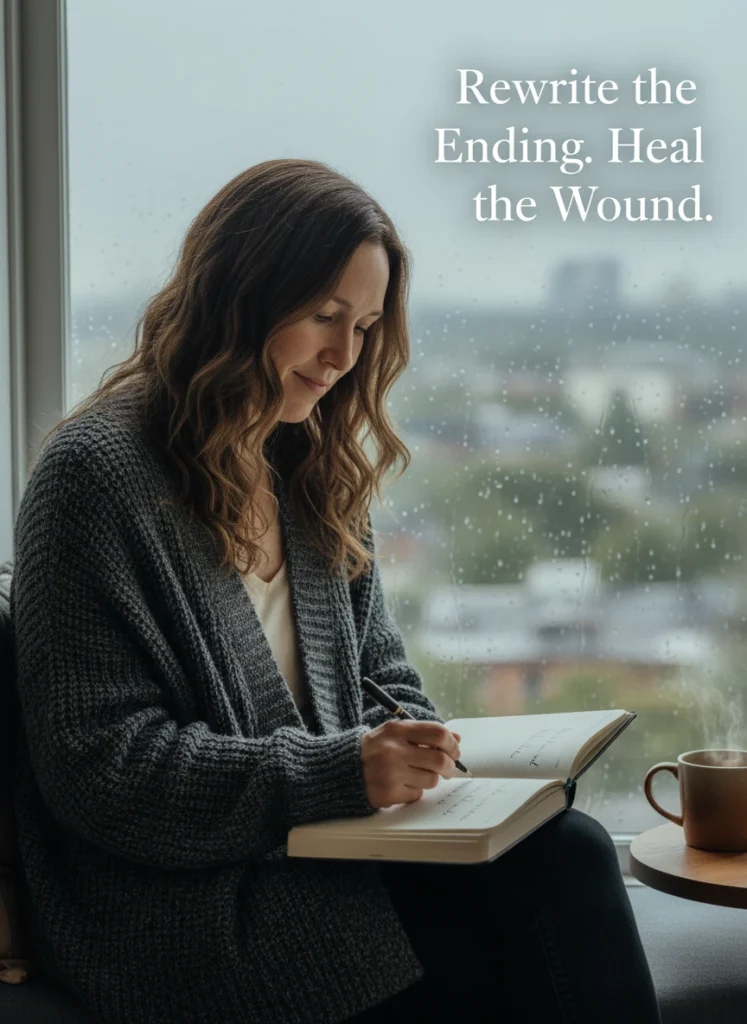 Rewriting a nightmare during a dream journaling session for emotional healing.